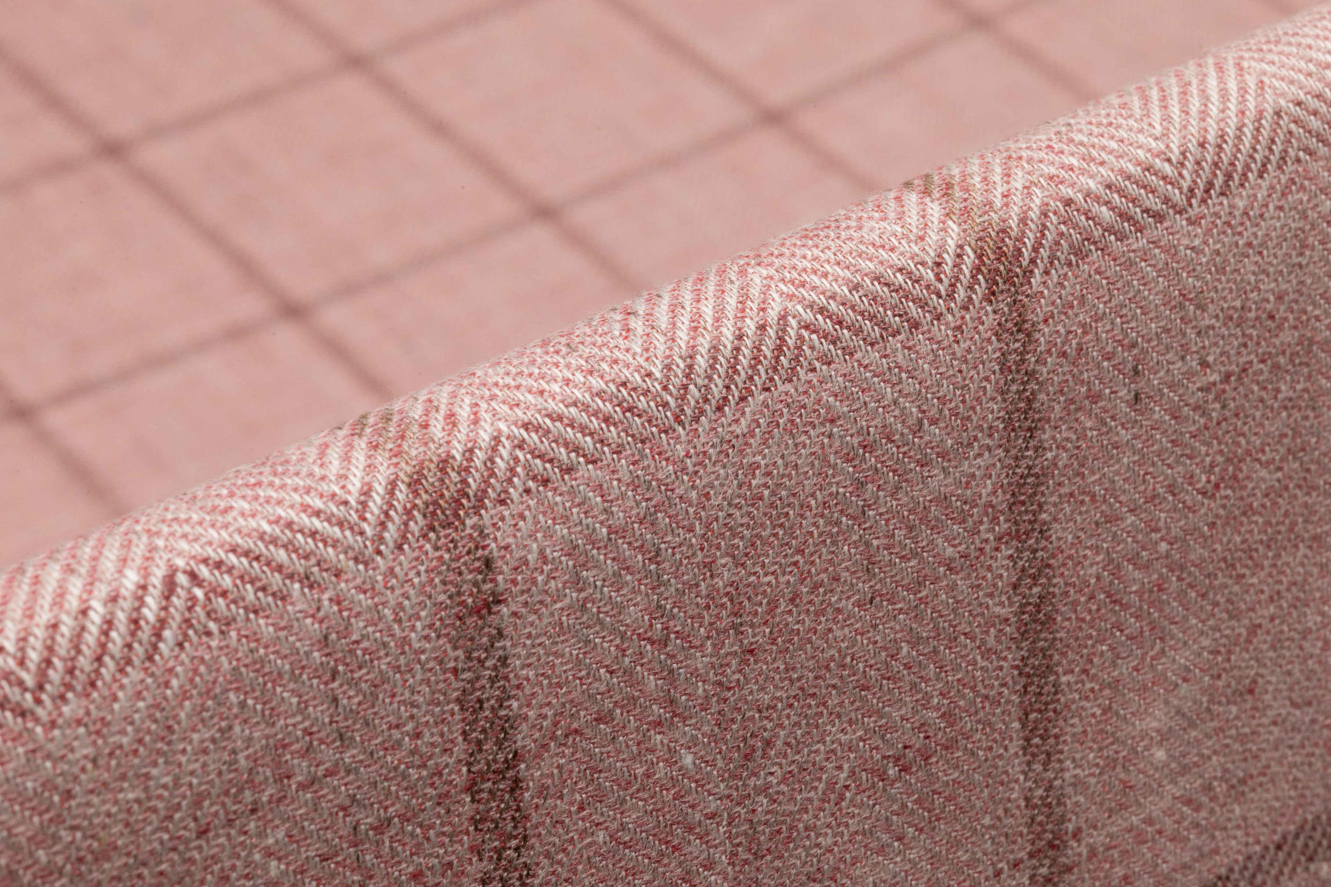 Windowpane Italian Wool Suiting - Rose Pink