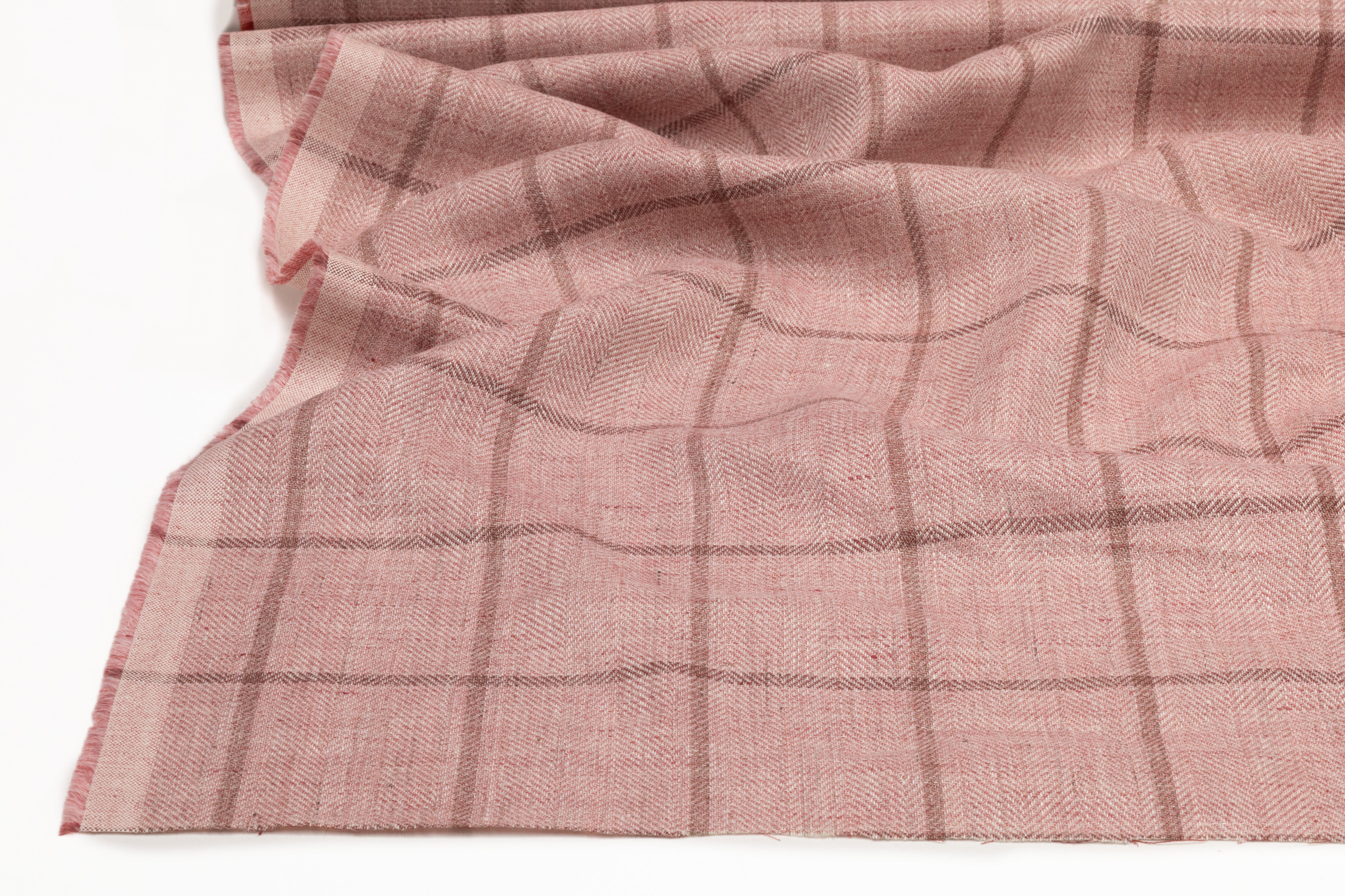 Windowpane Italian Wool Suiting - Rose Pink