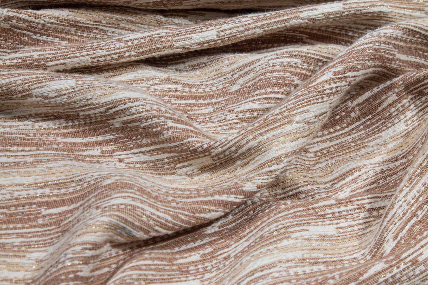Metallic Poly Cotton Tweed - Khaki Brown