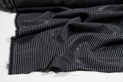 Metallic Striped Jacquard - Blue Gray and Black