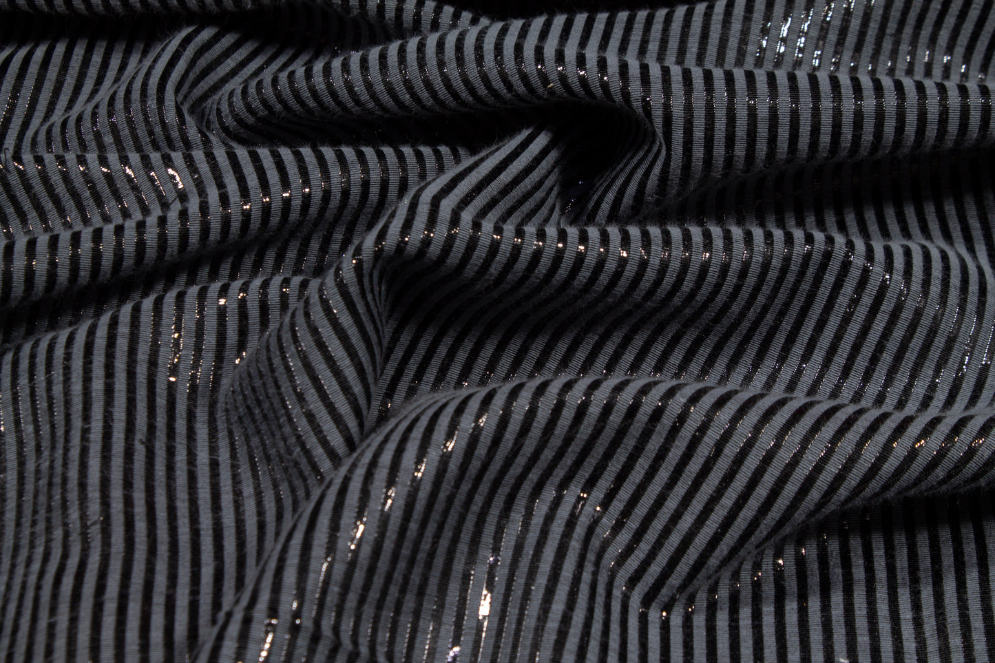 Metallic Striped Jacquard - Blue Gray and Black