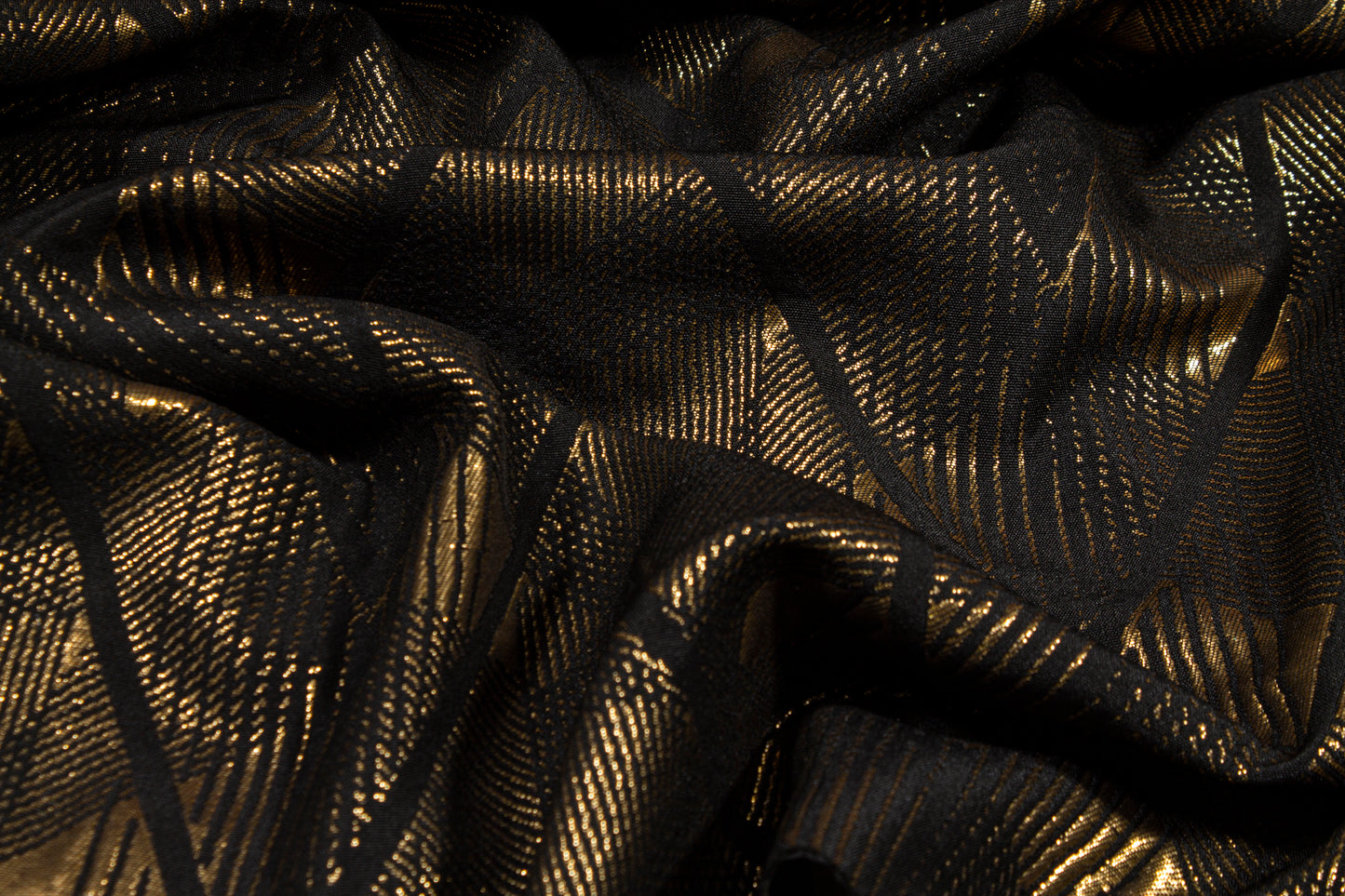 Geometric Metallic Brocade - Gold and Black