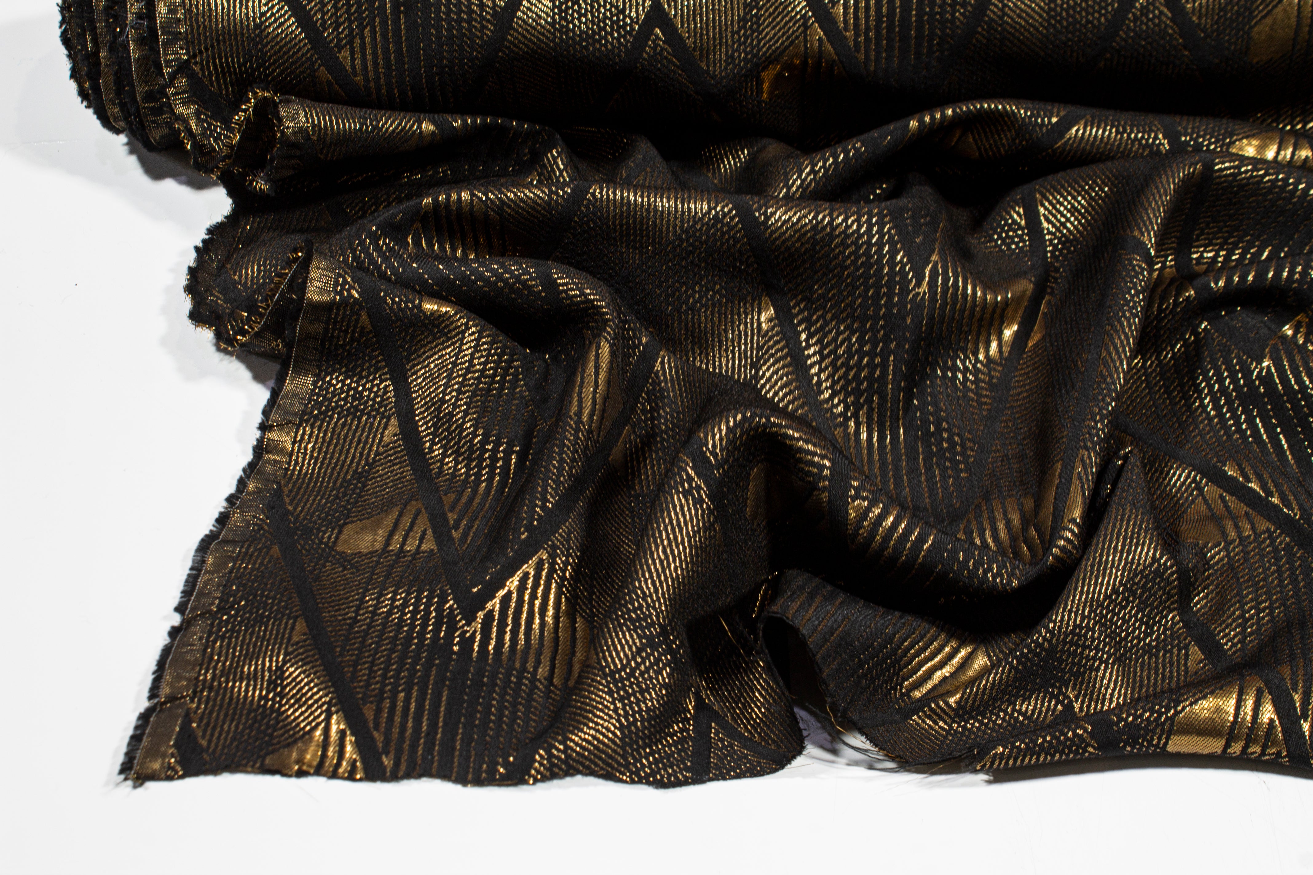 Geometric Metallic Brocade - Gold and Black