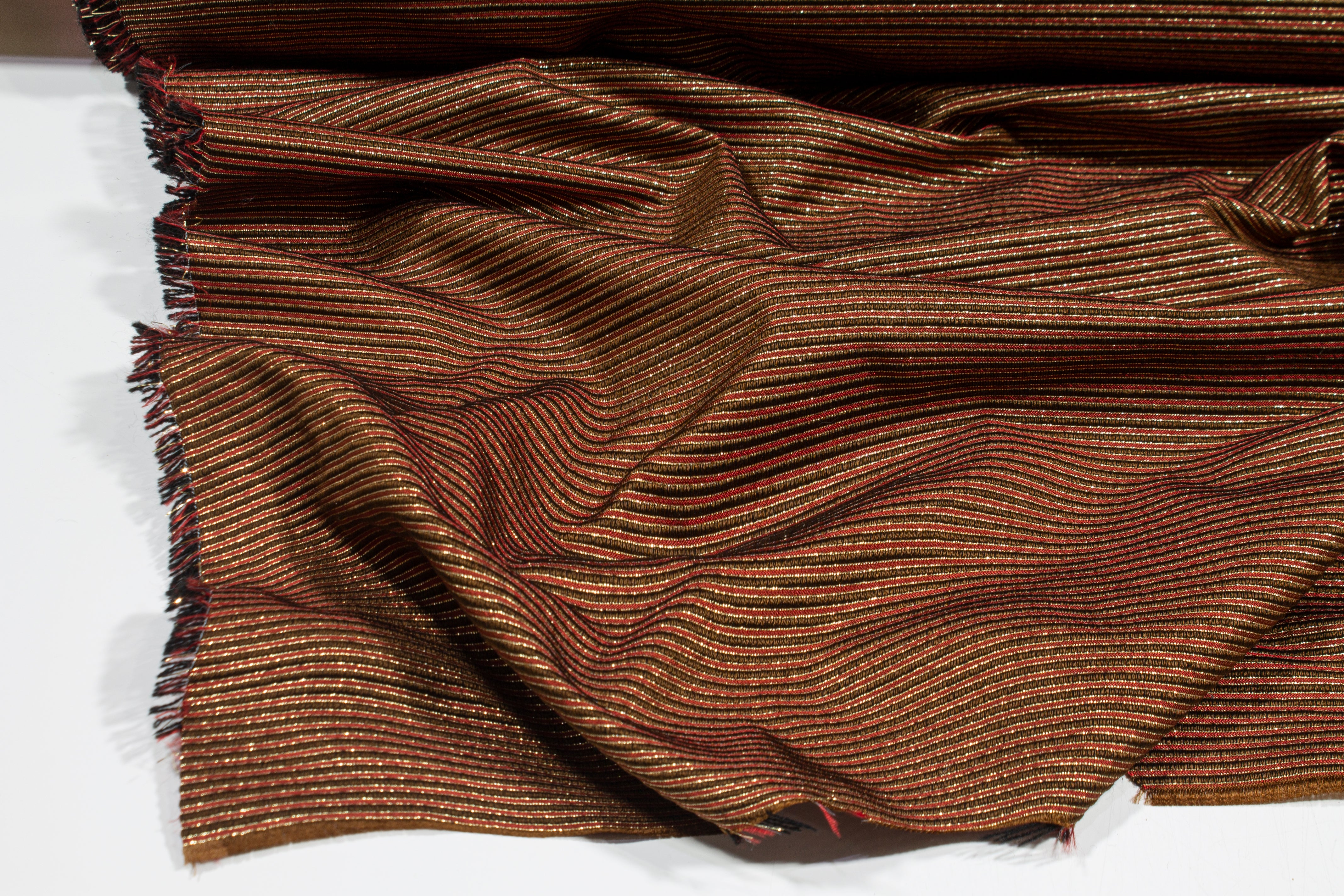 Metallic Striped Brocade - Burgundy and Bronze