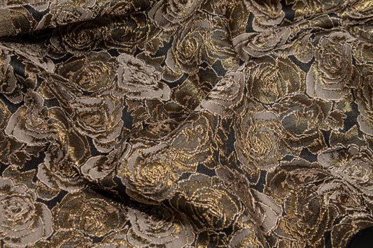 Metallic Rose Floral Brocade - Bronze