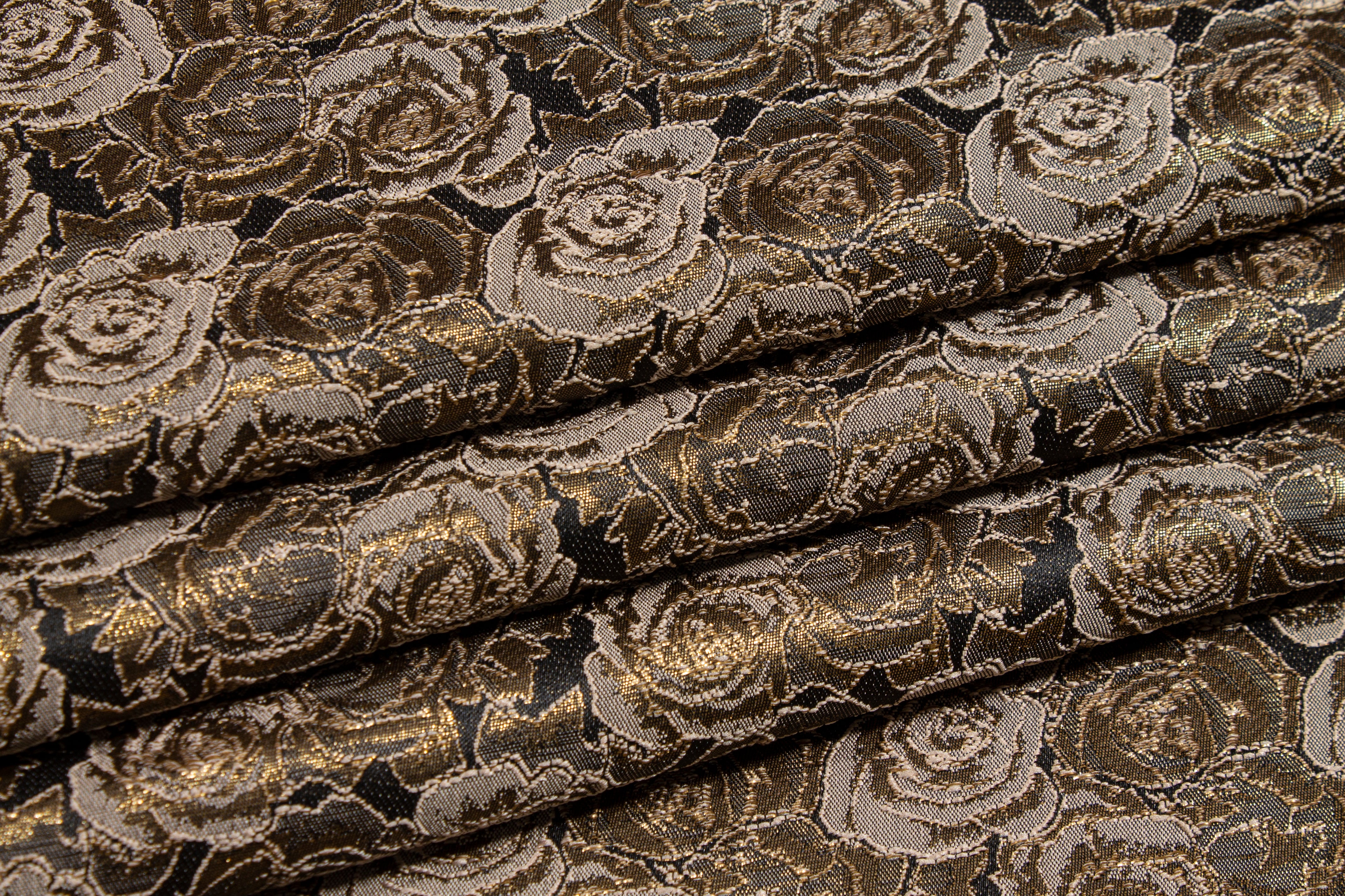 Metallic Rose Floral Brocade - Bronze