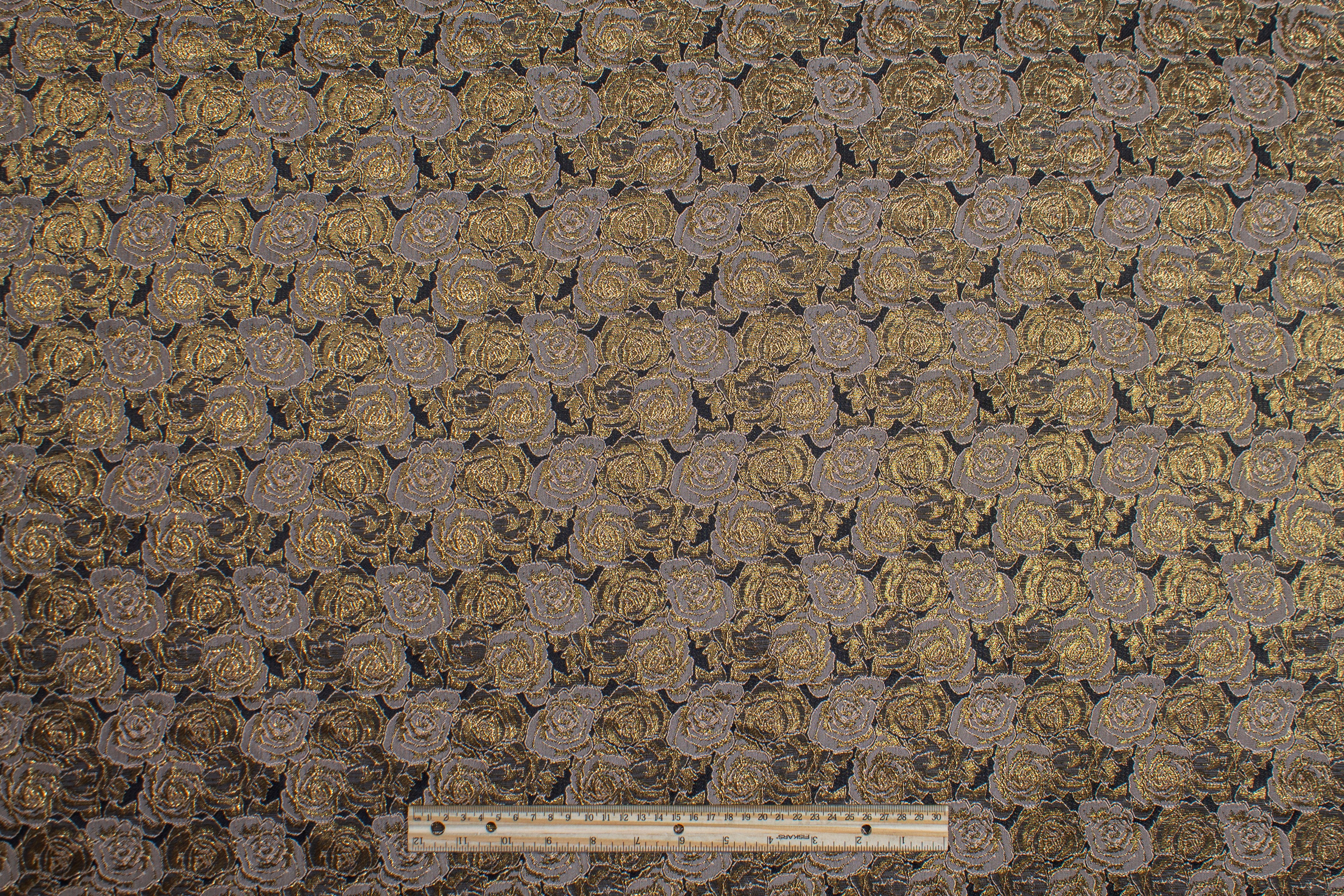 Metallic Rose Floral Brocade - Bronze
