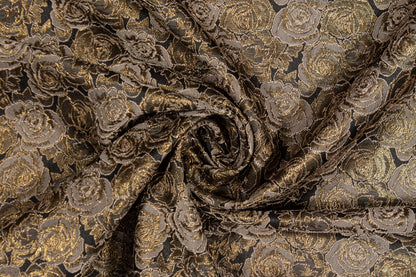 Metallic Rose Floral Brocade - Bronze