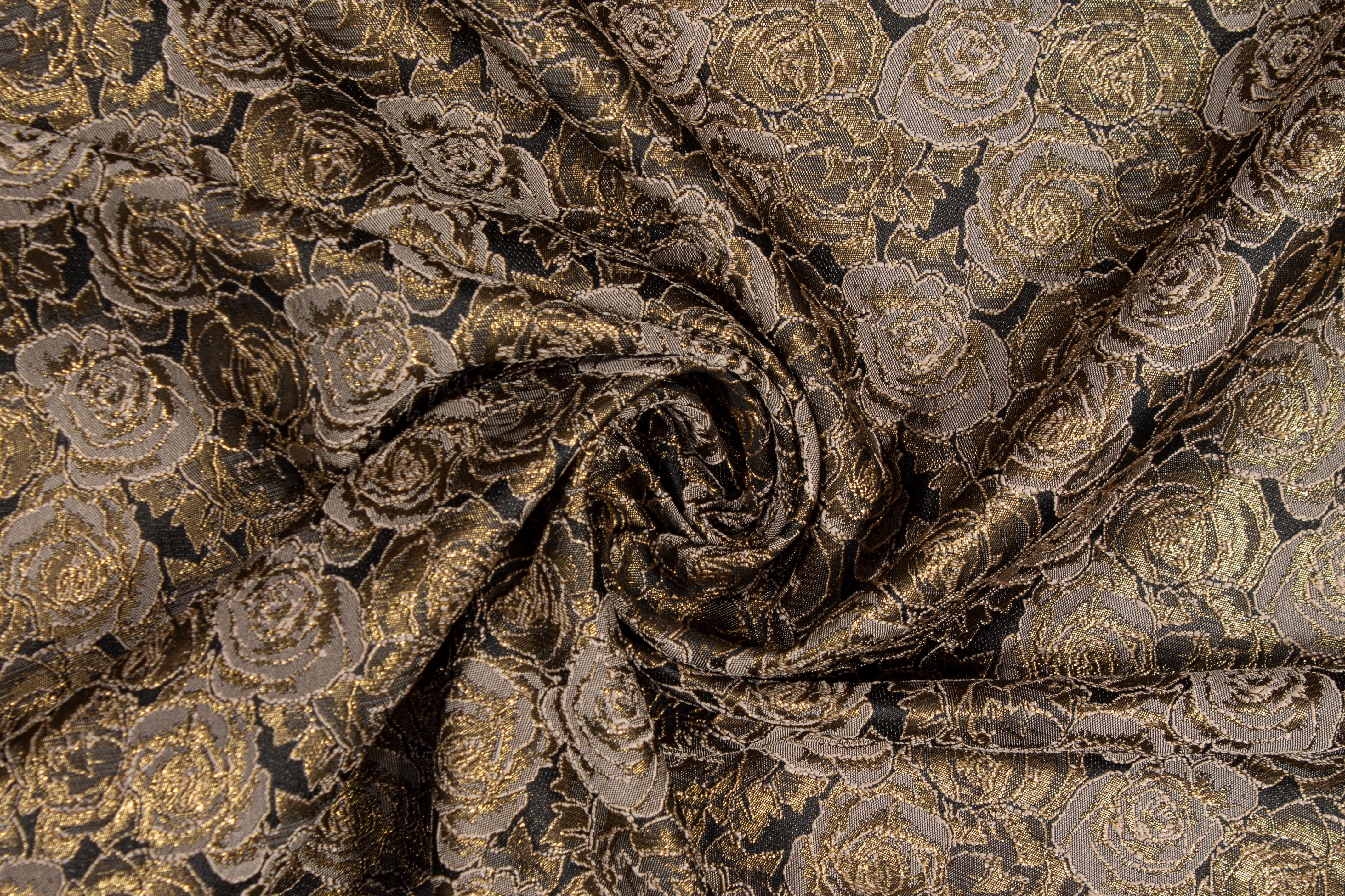 Metallic Rose Floral Brocade - Bronze