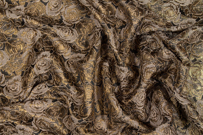 Metallic Rose Floral Brocade - Bronze