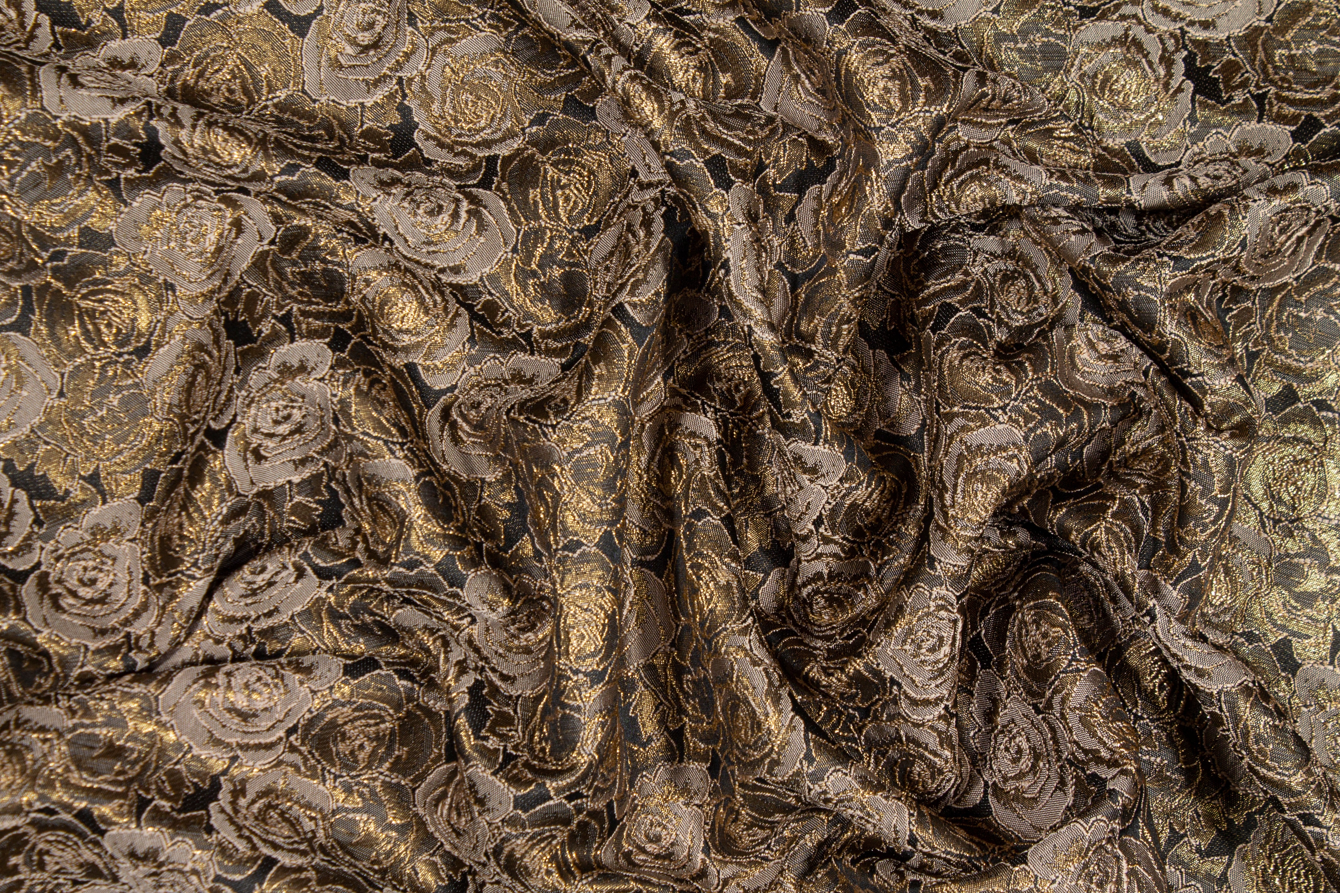 Metallic Rose Floral Brocade - Bronze