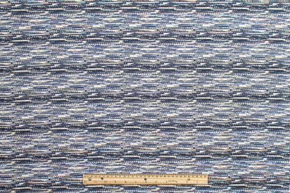 Metallic Poly Cotton Tweed - Blue, White, Silver