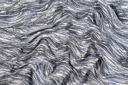 Metallic Poly Cotton Tweed - Blue, White, Silver