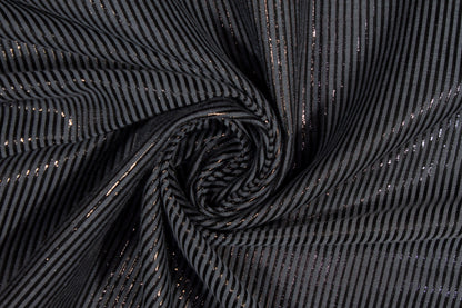 Metallic Striped Jacquard - Blue Gray and Black