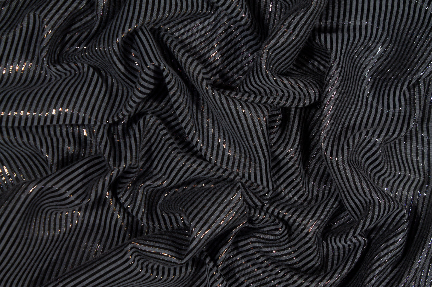 Metallic Striped Jacquard - Blue Gray and Black