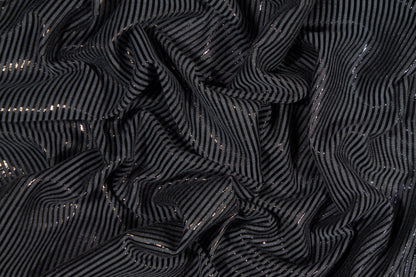 Metallic Striped Jacquard - Blue Gray and Black