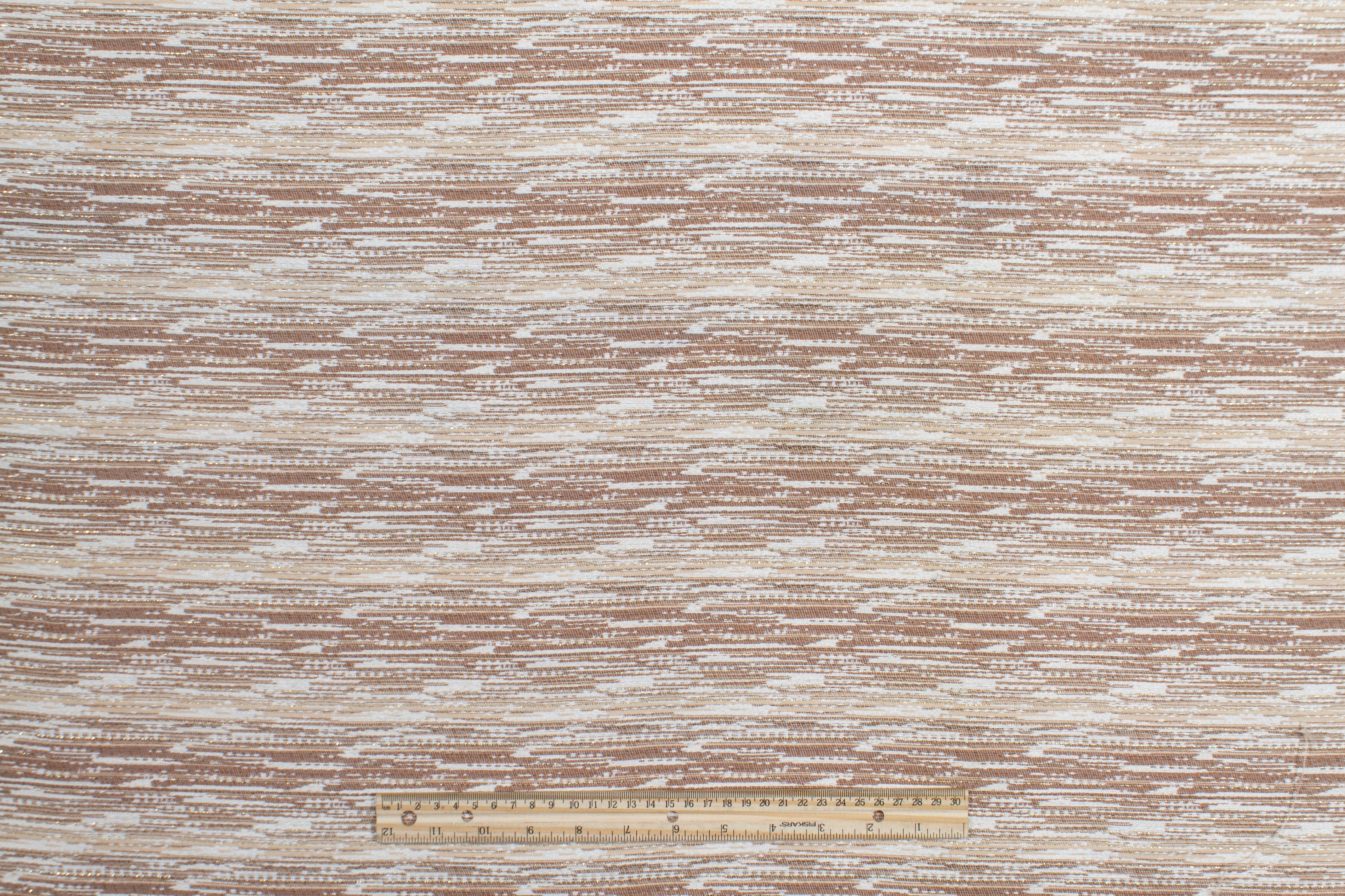 Metallic Poly Cotton Brocade - Khaki Brown