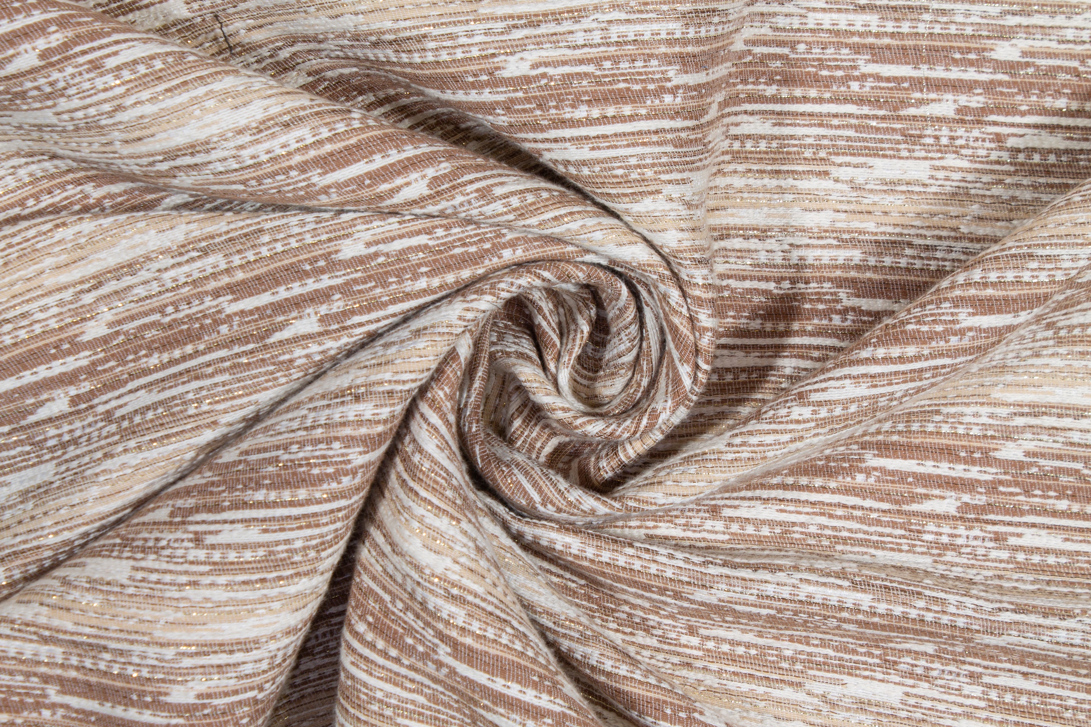 Metallic Poly Cotton Brocade - Khaki Brown
