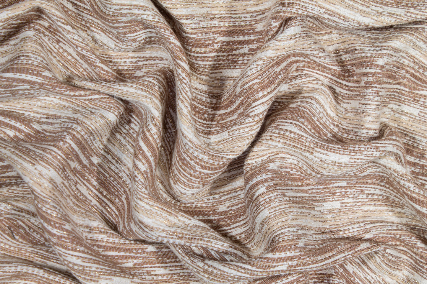 Metallic Poly Cotton Tweed - Khaki Brown