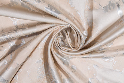 Floral Metallic Brocade - Beige and silver