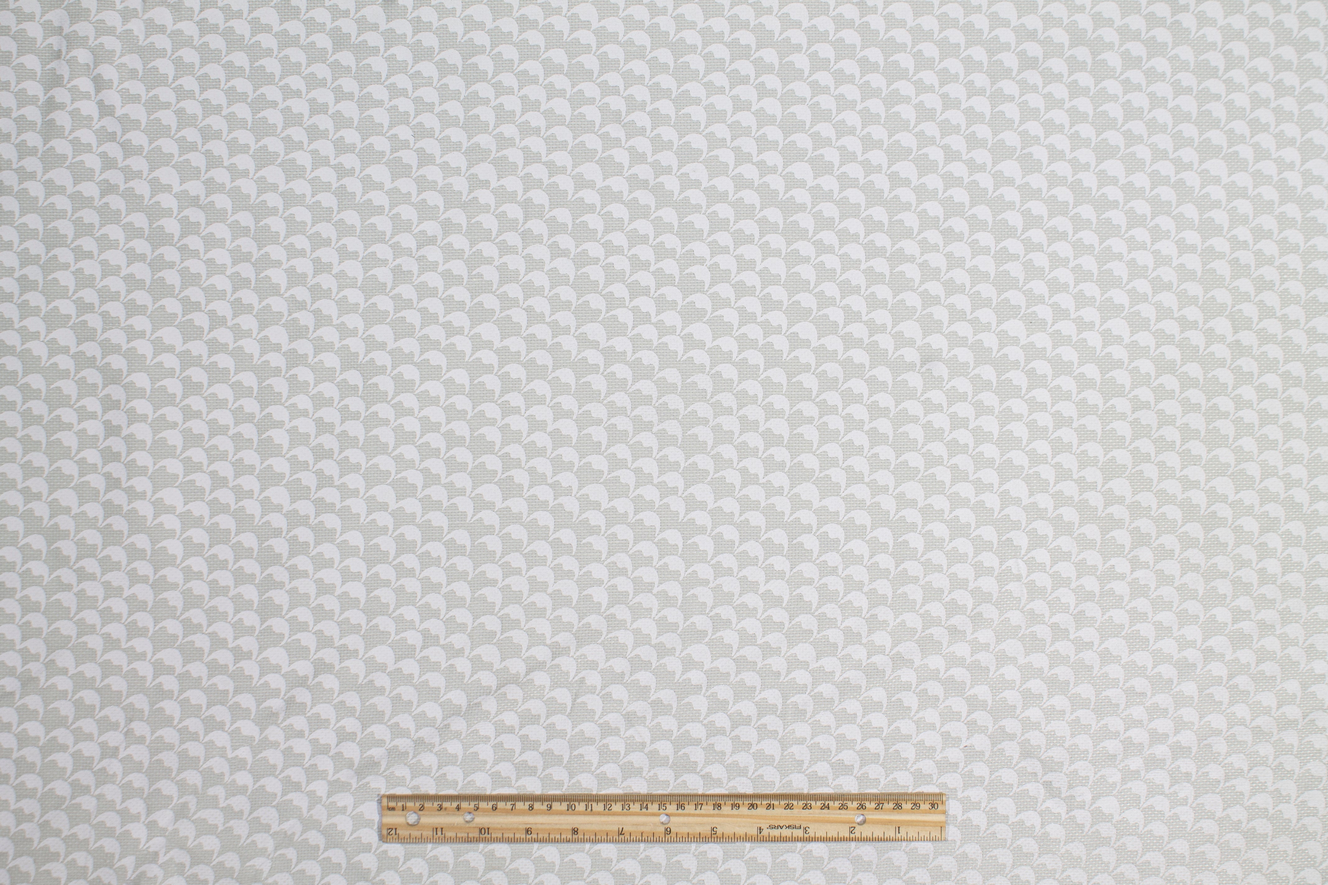 Geometric Rayon Brocade - White and Gray