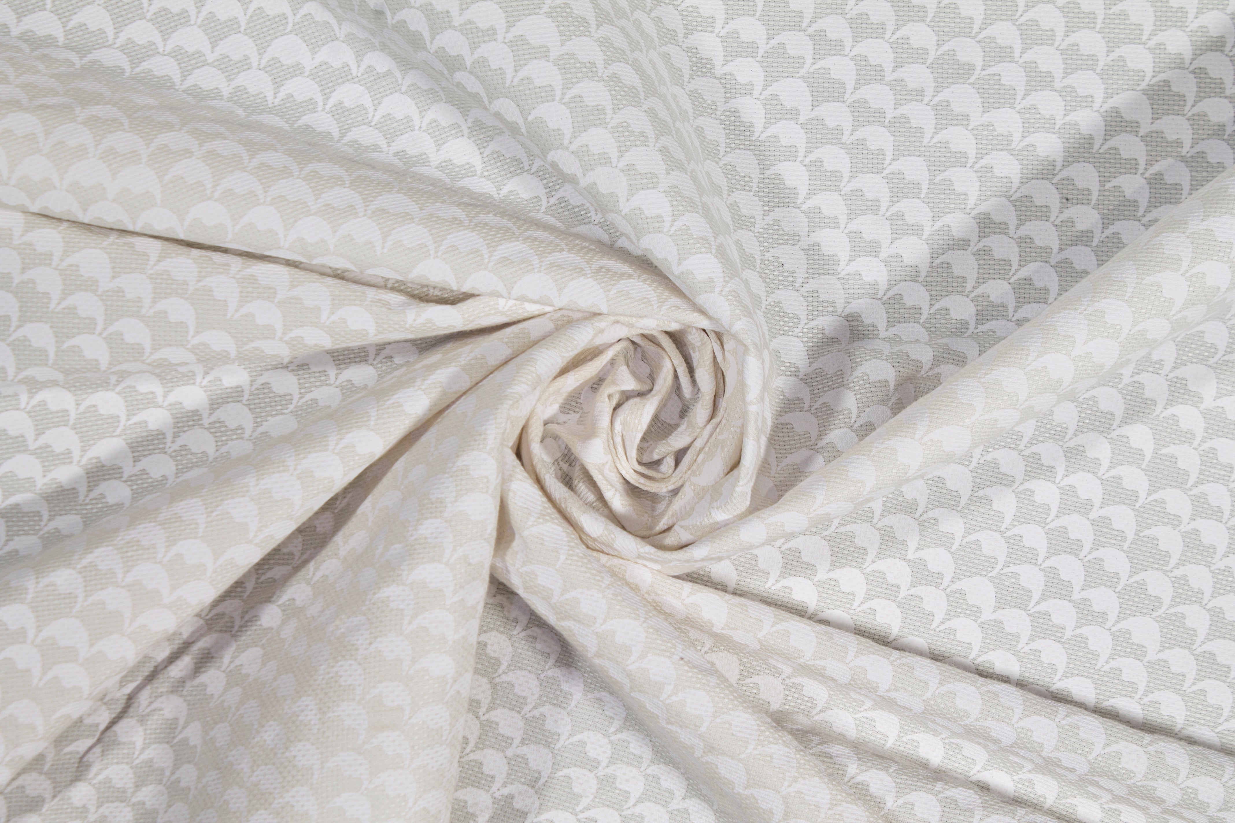 Geometric Rayon Brocade - White and Gray