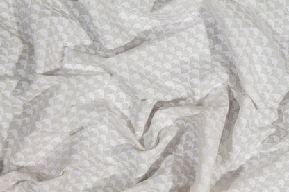 Textured Rayon Brocade - White and Gray