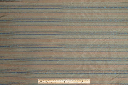Metallic Striped Taffeta - Khaki and Blue