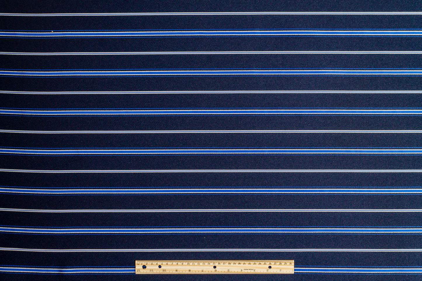 Striped Satin Back Twill - Navy, Blue, White