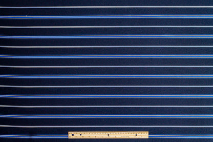 Striped Satin Back Twill - Navy, Blue, White