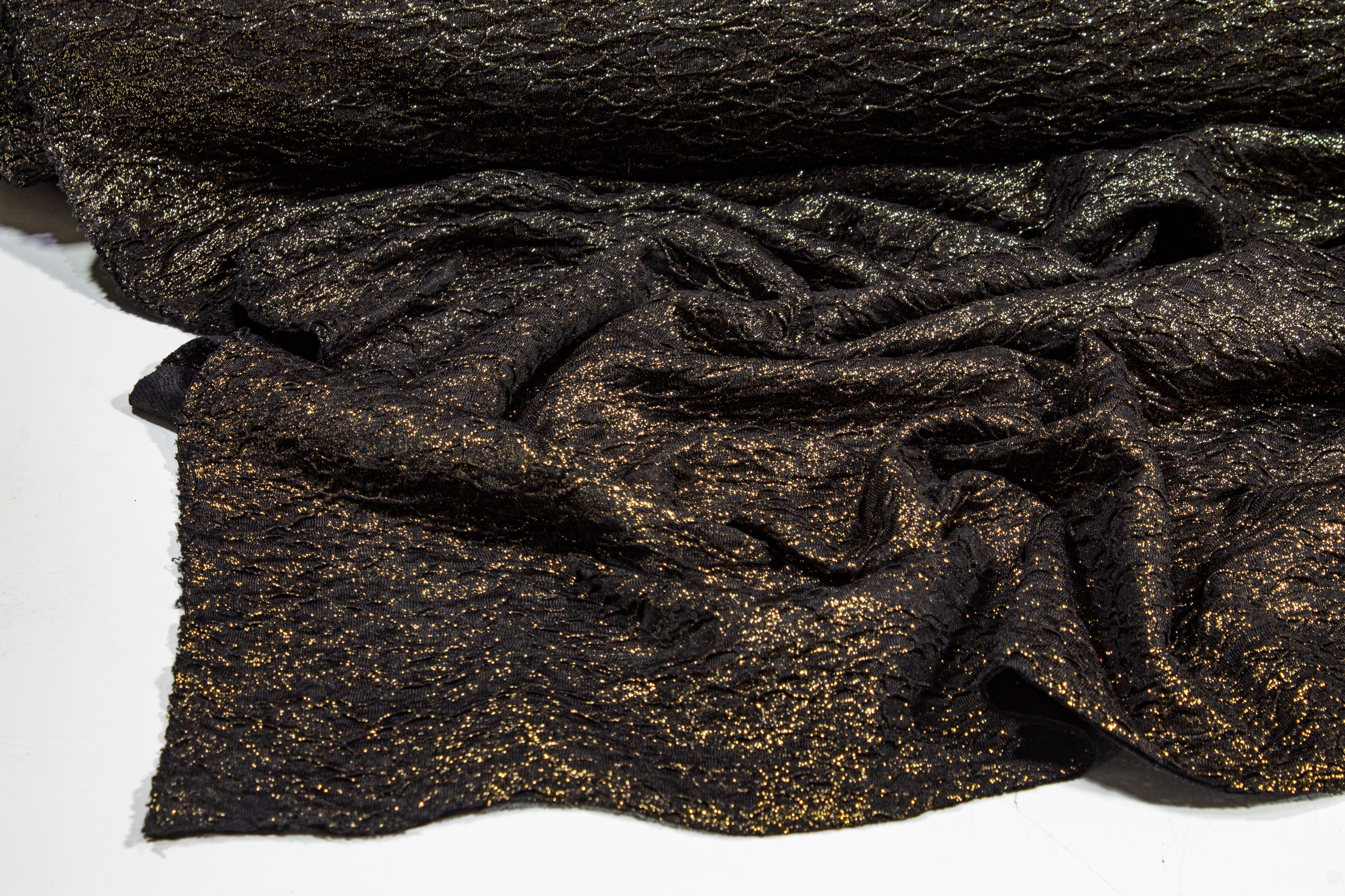 Crushed Glitter Jersey Knit - Black and Gold