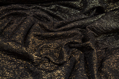 Crushed Glitter Jersey Knit - Black and Gold