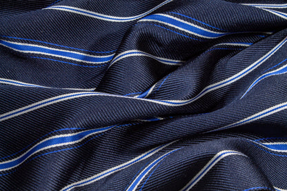 Striped Satin Back Twill - Navy, Blue, White