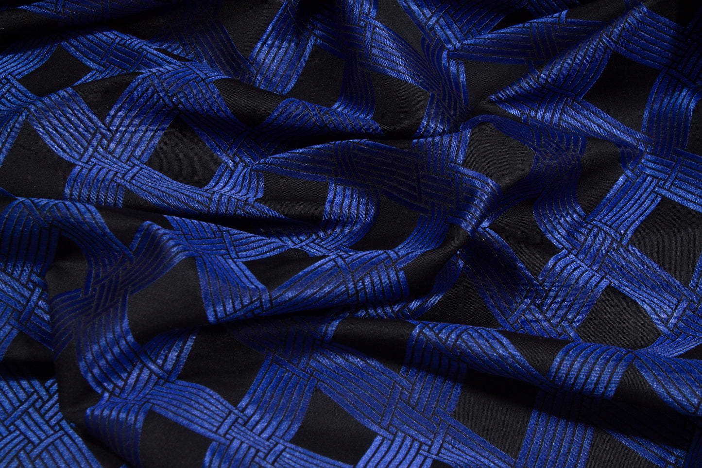 Diamond Pattern Brocade - Royal Blue and Black
