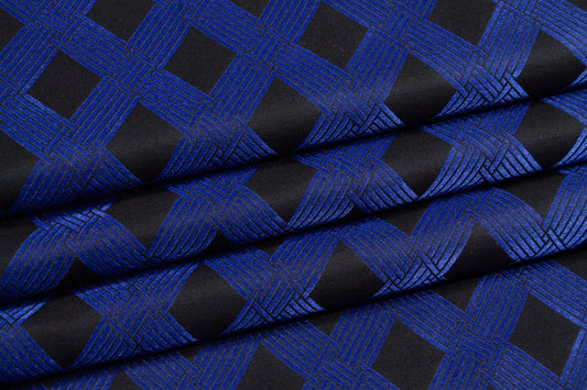 Diamond Pattern Brocade - Royal Blue and Black