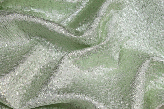 Crushed Metallic Brocade - Mint Green