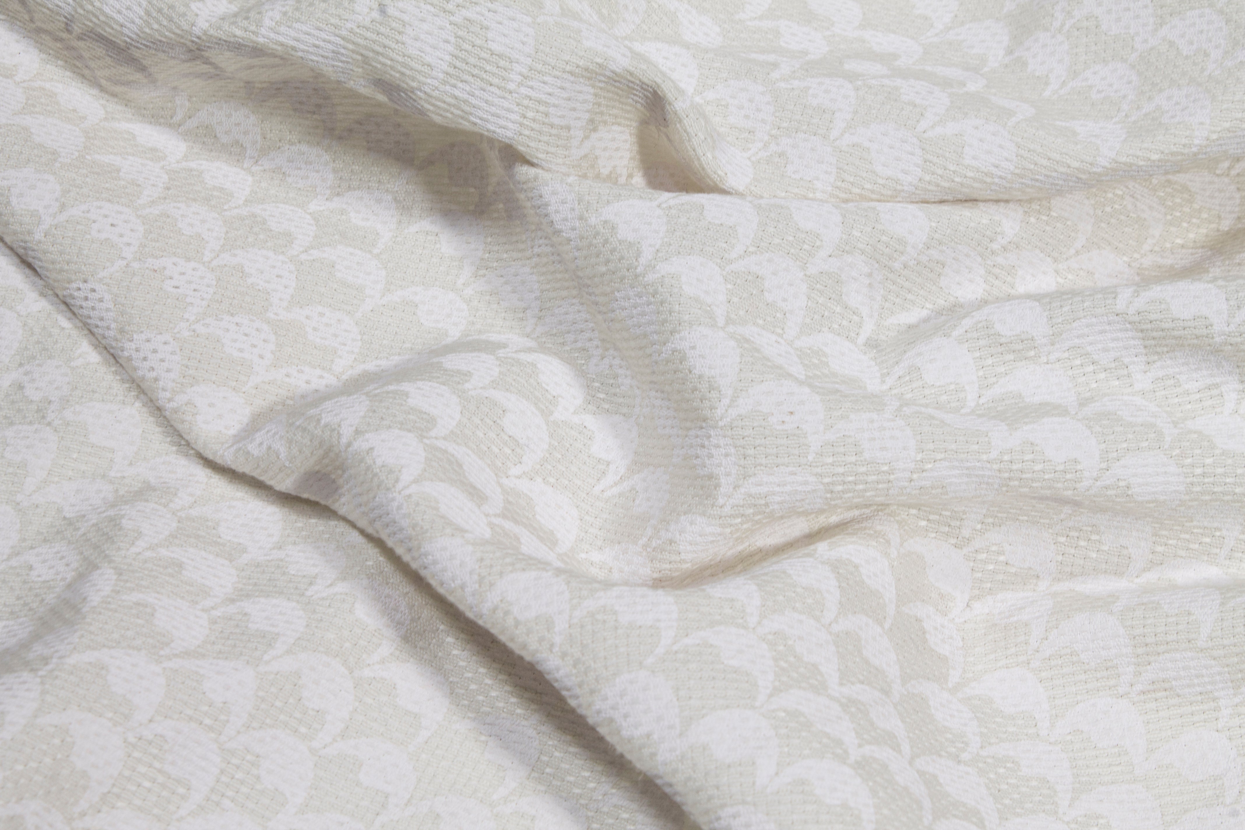 Geometric Rayon Brocade - White and Gray