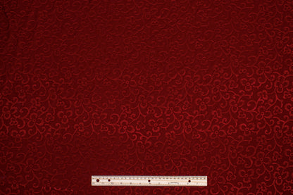 Floral Viscose Velvet - Burgundy