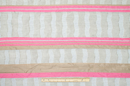 Striped Novelty Brocade - Pink and Beige