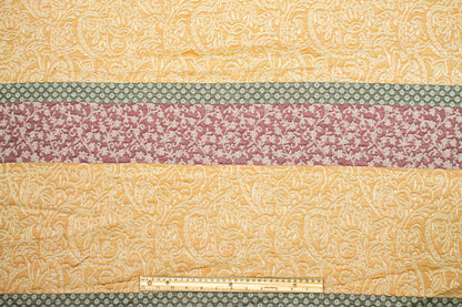 Patch Striped Poly Cotton Brocade - Yellow / Gray / Maroon