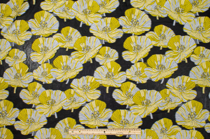 Floral Organza Burnout - Yellow / Black / White