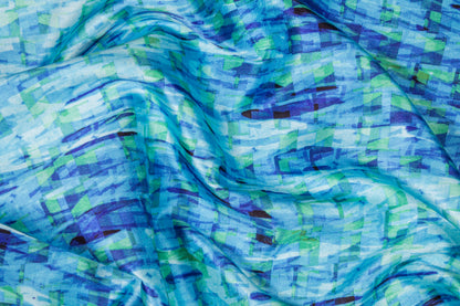Abstract Printed Mikado - Blue / Green