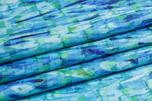 Abstract Printed Mikado - Blue / Green