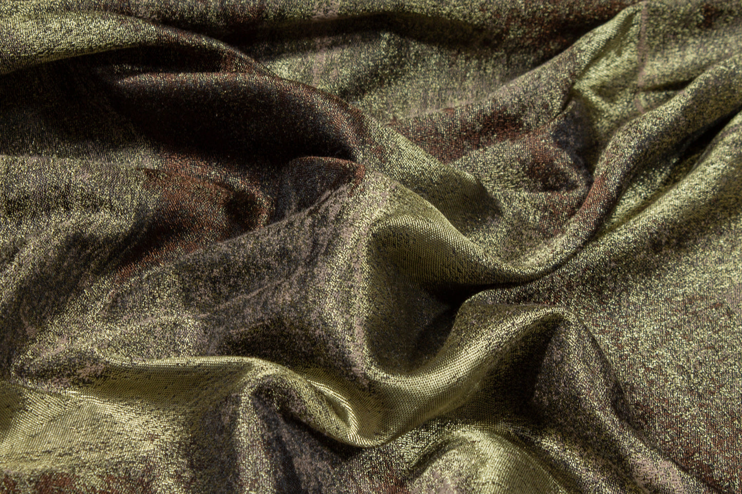 Abstract Metallic Brocade - Olive Green and Brown