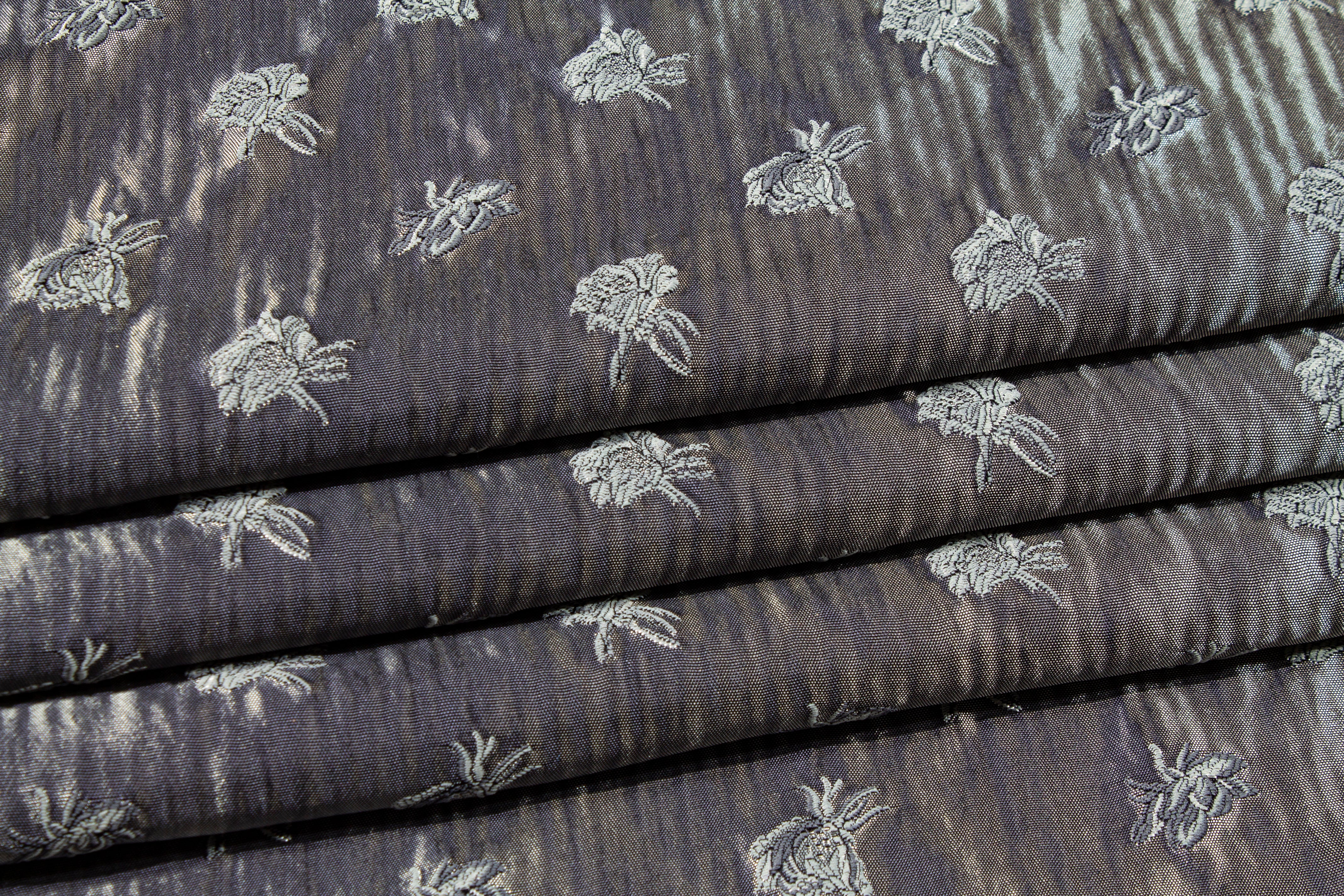 Bumblebee Design Metallic Brocade - Gray