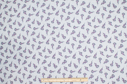 Striped and Floral Printed Cotton Voile - White