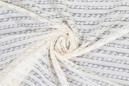 Embroidered Silk Viscose Organza - Ivory