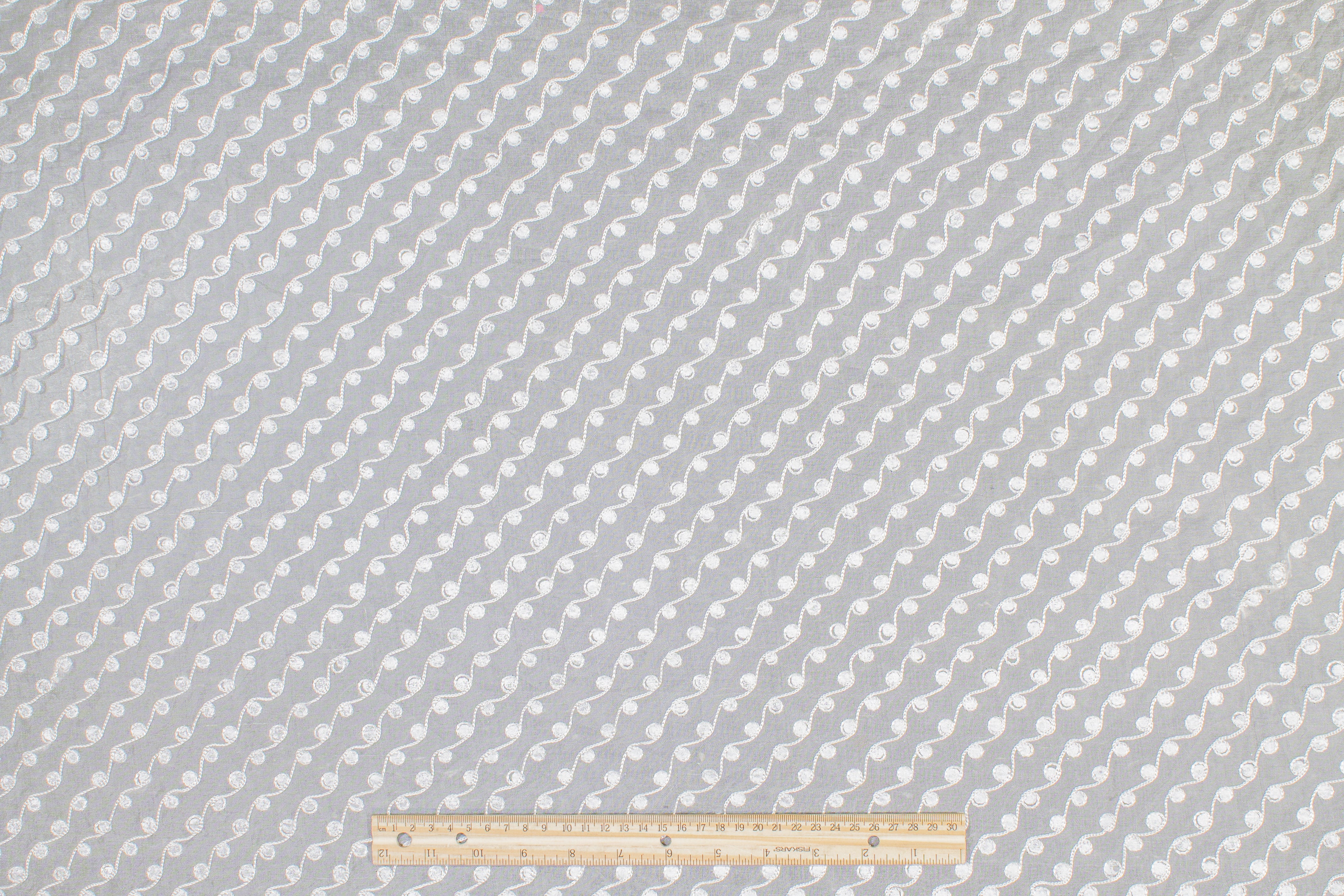 Embroidered Silk Viscose Organza  - Off White