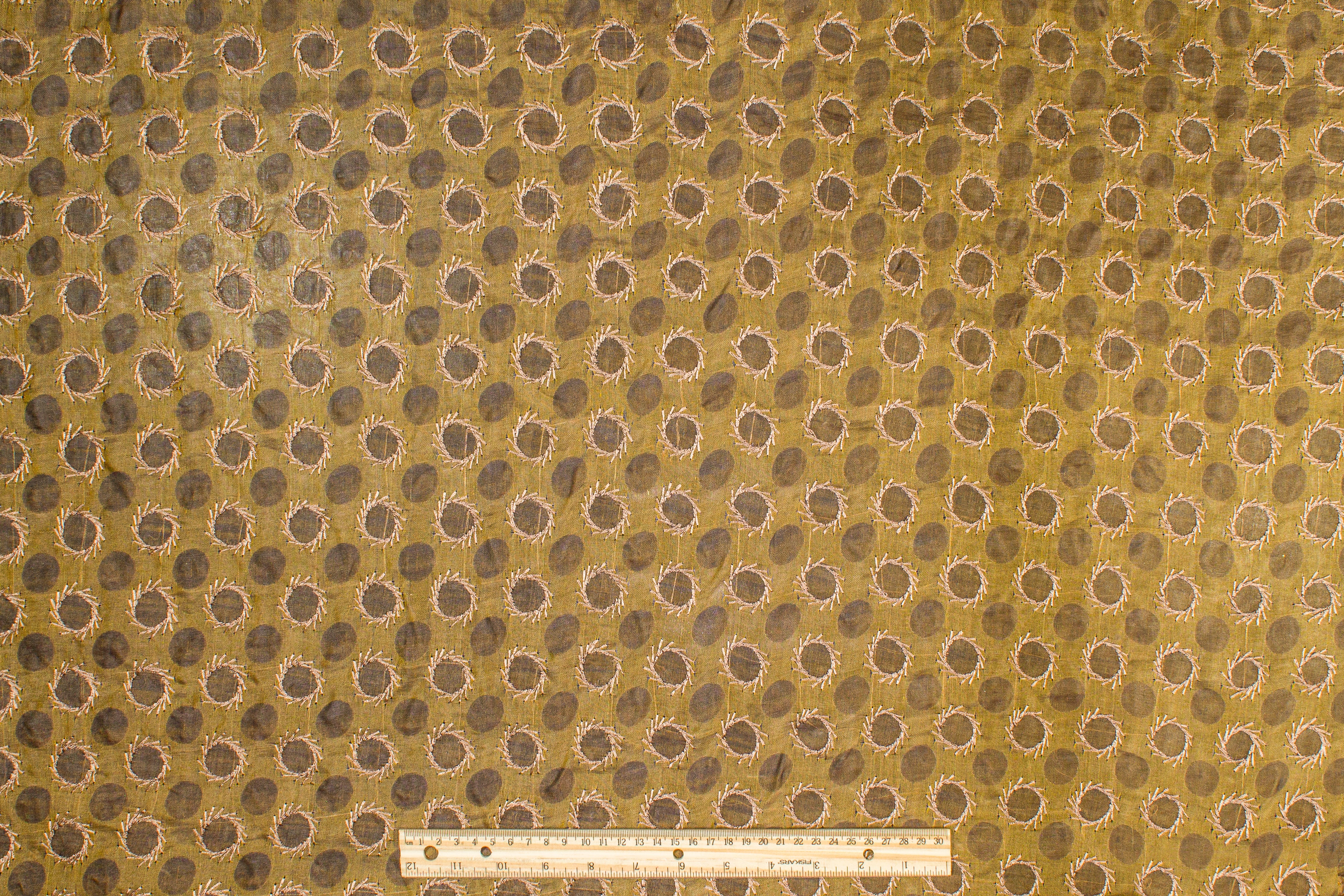 Embroidered Iridescent Silk Viscose Organza - Brown