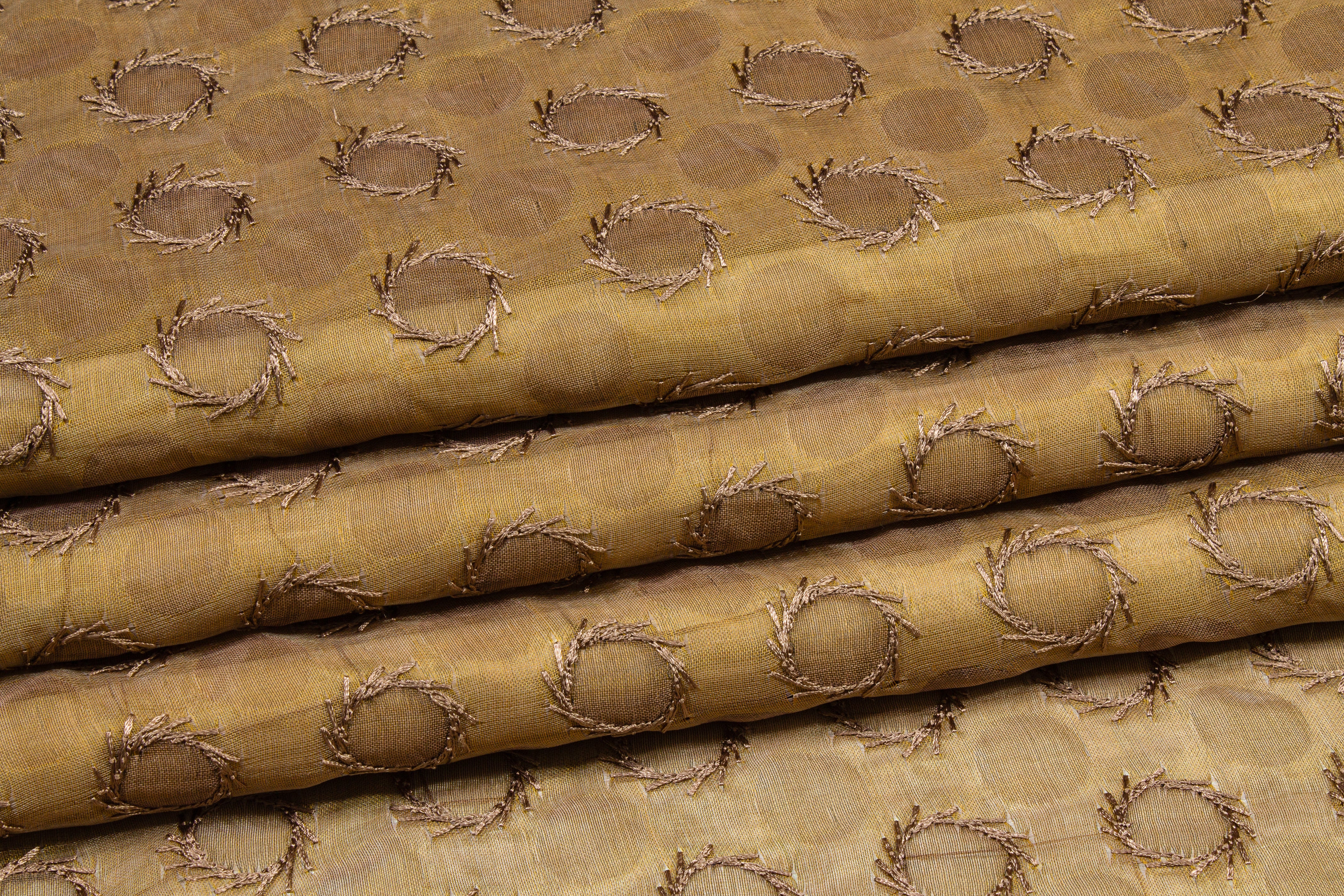 Embroidered Iridescent Silk Viscose Organza - Brown